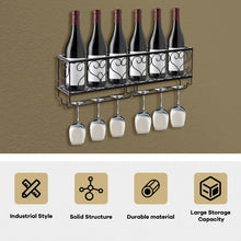 Load image into Gallery viewer, Wall Mounted Metal Wine Rack Wine Bottle Storage
