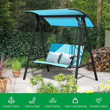 Load image into Gallery viewer, Outdoor Porch Steel Hanging 2-Seat Swing Loveseat with Canopy-Green
