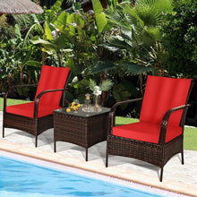 Load image into Gallery viewer, 3 PCS Patio Rattan Furniture Set-Red
