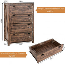 Load image into Gallery viewer, 4 Drawers Dresser Rustic Vertical Drawer Chest Industrial Dresser Tower
