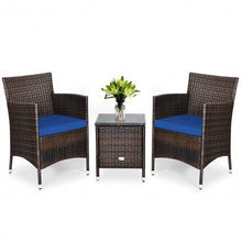 Load image into Gallery viewer, 3 Pcs Patio Furniture Set Outdoor Wicker Rattan Set-Navy
