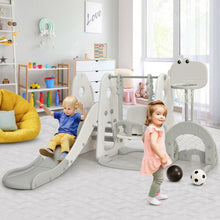 Load image into Gallery viewer, 6 in 1 Toddler Slide and Swing Set with Ball Games-White
