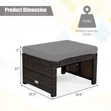 Load image into Gallery viewer, 2 Pieces Cushioned Patio Rattan Ottoman Foot Rest-Gray
