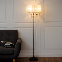 Load image into Gallery viewer, Elegant Sheer Shade Floor Lamp w/ Hanging Crystal LED Bulbs
