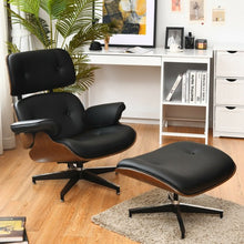 Load image into Gallery viewer, Mid Century Swivel Lounge Chair and Ottoman Set with Aluminum Alloy Base-Black
