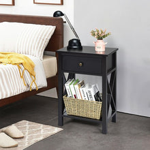 Load image into Gallery viewer, Bedside Storage Nightstand with Drawer and Bottom Shelf-Brown
