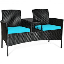 Load image into Gallery viewer, Patio Rattan Conversation Set Seat Sofa-Turquoise
