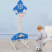 Load image into Gallery viewer, 3-in-1 Basketball Hoop for Kids Adjustable Height Playset with Balls-Blue
