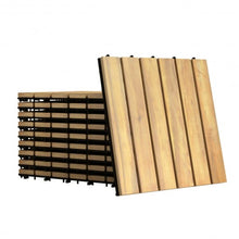 Load image into Gallery viewer, 10 PCS 12&quot; x 12&quot; Acacia Wood  Interlocking Stripe Deck Tiles
