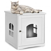 Load image into Gallery viewer, Side Table Nightstand Decorative Cat House-White
