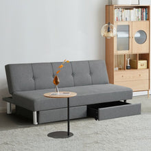 Load image into Gallery viewer, Convertible Futon Sofa Bed Adjustable Couch Sleeper with Two Drawers Grey
