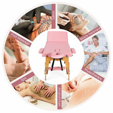 Load image into Gallery viewer, 3 Fold 84&quot; L Portable Adjustable Massage Table with Carry Case-Pink
