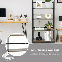 Load image into Gallery viewer, 4-Tier Folding Bookshelf No-Assembly Industrial Bookcase Display Shelves
