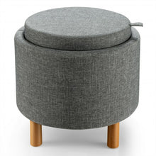 Load image into Gallery viewer, Round Storage Ottoman with Tray Top Accent Padded Footrest-Gray
