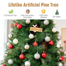 Load image into Gallery viewer, 8 Feet Unlit Hinged PVC Artificial Christmas Pine Tree with Red Berries
