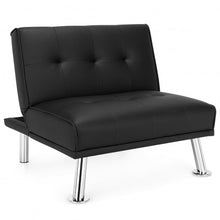 Load image into Gallery viewer, Single Sofa Lounge Chair with Metal Legs and Adjustable Backrest-Black
