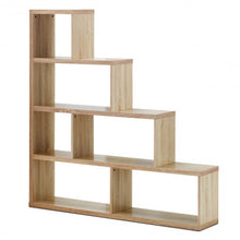 Load image into Gallery viewer, 6 Cubes Ladder Shelf Corner Bookshelf Storage Bookcase-Natural
