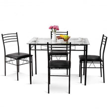 Load image into Gallery viewer, 5 Pieces Dining Set Tempered Glass Top Table &amp; 4 Upholstered Chairs
