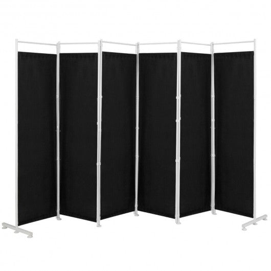 6-Panel Room Divider Folding Privacy Screen -Black