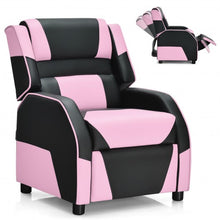 Load image into Gallery viewer, Kids Youth PU Leather Gaming Sofa Recliner with Headrest and Footrest-Pink
