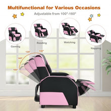 Load image into Gallery viewer, Kids Youth PU Leather Gaming Sofa Recliner with Headrest and Footrest-Pink
