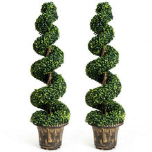 Load image into Gallery viewer, 2-Set 4&#39; Artificial  D�cor Green Boxwood Spiral Tree
