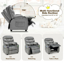 Load image into Gallery viewer, Adjustable Lounge Chair with Footrest and Side Pockets for Children-Gray
