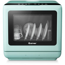 Load image into Gallery viewer, Countertop Air Drying 5 Programs Dishwasher with Water Tank-Green
