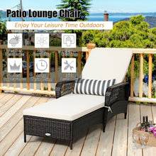 Load image into Gallery viewer, PE Rattan Chaise Lounge Chair Arm Chair Recliner Adjustable with Pillow
