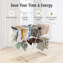 Load image into Gallery viewer, 2-Level Foldable Clothes Drying with Height-Adjustable Gullwing
