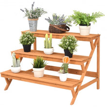 Load image into Gallery viewer, 3 Tiers Wooden Step Ladder Plant Pot Rack Stand
