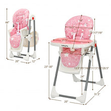 Load image into Gallery viewer, Folding Baby High Dining Chair with 6-Level Height Adjustment-Pink
