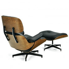 Load image into Gallery viewer, Mid Century Swivel Lounge Chair and Ottoman Set with Aluminum Alloy Base-Black
