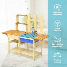 Load image into Gallery viewer, Kid&#39;s Outdoor Wooden Pretend Cook Kitchen Playset Toy
