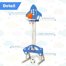 Load image into Gallery viewer, 3-in-1 Basketball Hoop for Kids Adjustable Height Playset with Balls-Blue
