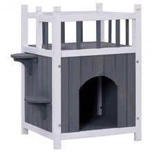 Load image into Gallery viewer, Wooden Cat Pet Home with Balcony
