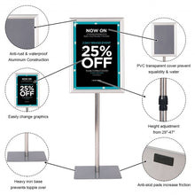 Load image into Gallery viewer, 11&quot; x 17&quot; Adjustable Aluminum Pedestal Poster Graphics Stand Holder-Silver
