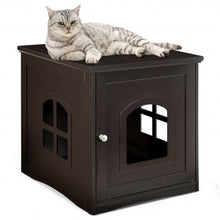 Load image into Gallery viewer, Side Table Nightstand Decorative Cat House-Brown
