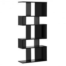 Load image into Gallery viewer, 5 Cubes Ladder Shelf Corner Bookshelf Display Rack Bookcase-Black
