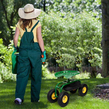 Load image into Gallery viewer, Garden Cart Rolling Work Seat With Heavy Duty Tool Tray Gardening Planting-Green
