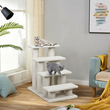 Load image into Gallery viewer, 4-Step Pet Stairs Carpeted Ladder Ramp Scratching Post Cat Tree Climber
