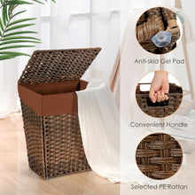 Load image into Gallery viewer, Foldable Handwoven Laundry Hamper with Removable Liner-Brown
