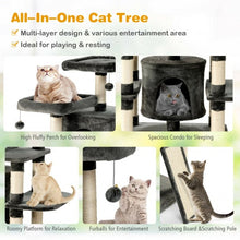 Load image into Gallery viewer, 67&quot; Multi-Level Cat Tree with Cozy Perches Kittens Play House-Dark Gray
