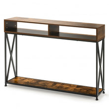 Load image into Gallery viewer, Console Table with Open Shelf and Storage Compartments Steel Frame-Brown
