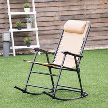 Load image into Gallery viewer, Outdoor Patio Headrest Folding Zero Gravity Rocking Chair-Beige
