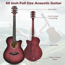 Load image into Gallery viewer, 40&quot; Full Size Cutaway Acoustic Guitar Starter Guitarra Bundle Kit -Red
