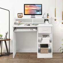 Load image into Gallery viewer, Modern Executive Desk Writing Table with 2-Tier Storage Shelves-White
