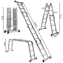 Load image into Gallery viewer, 12.5&#39; 12-Step Multi Purpose Aluminum Folding Scaffold Ladder
