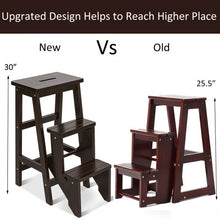 Load image into Gallery viewer, 3 Tier Step Stool 3 in 1 Folding Ladder Bench-Brown
