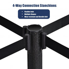 Load image into Gallery viewer, 2 Pcs Stanchion Post Crowd Control Barriers Queue Pole w/Retractable Belt-Black
